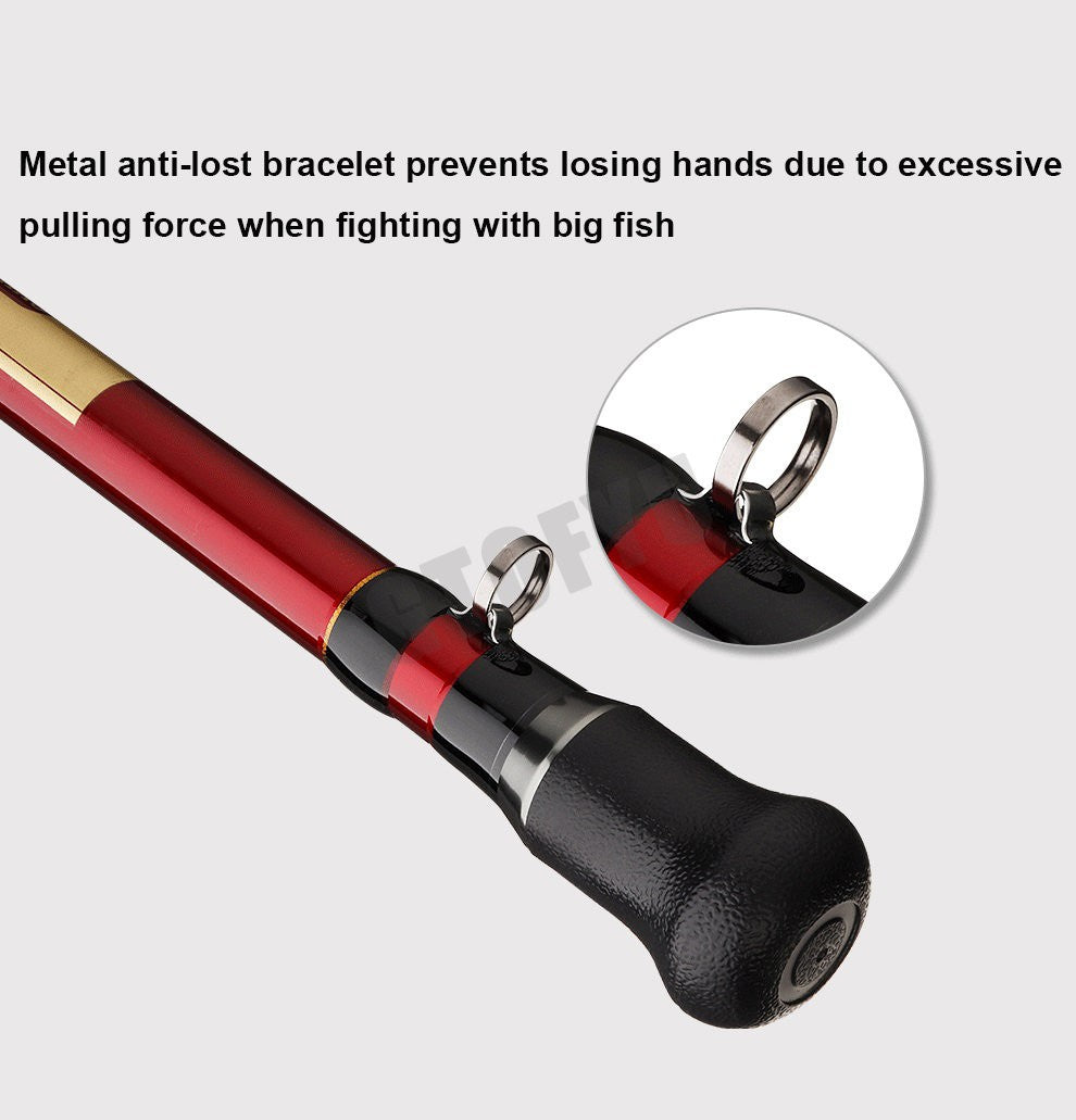 1.8M 2.1M  2.4M Portable 3-Piece Fishing Rod Travel Surf Saltwater Carbon Spinning Rod 30-50lb Boat Jigging Trolling Fishing Rod