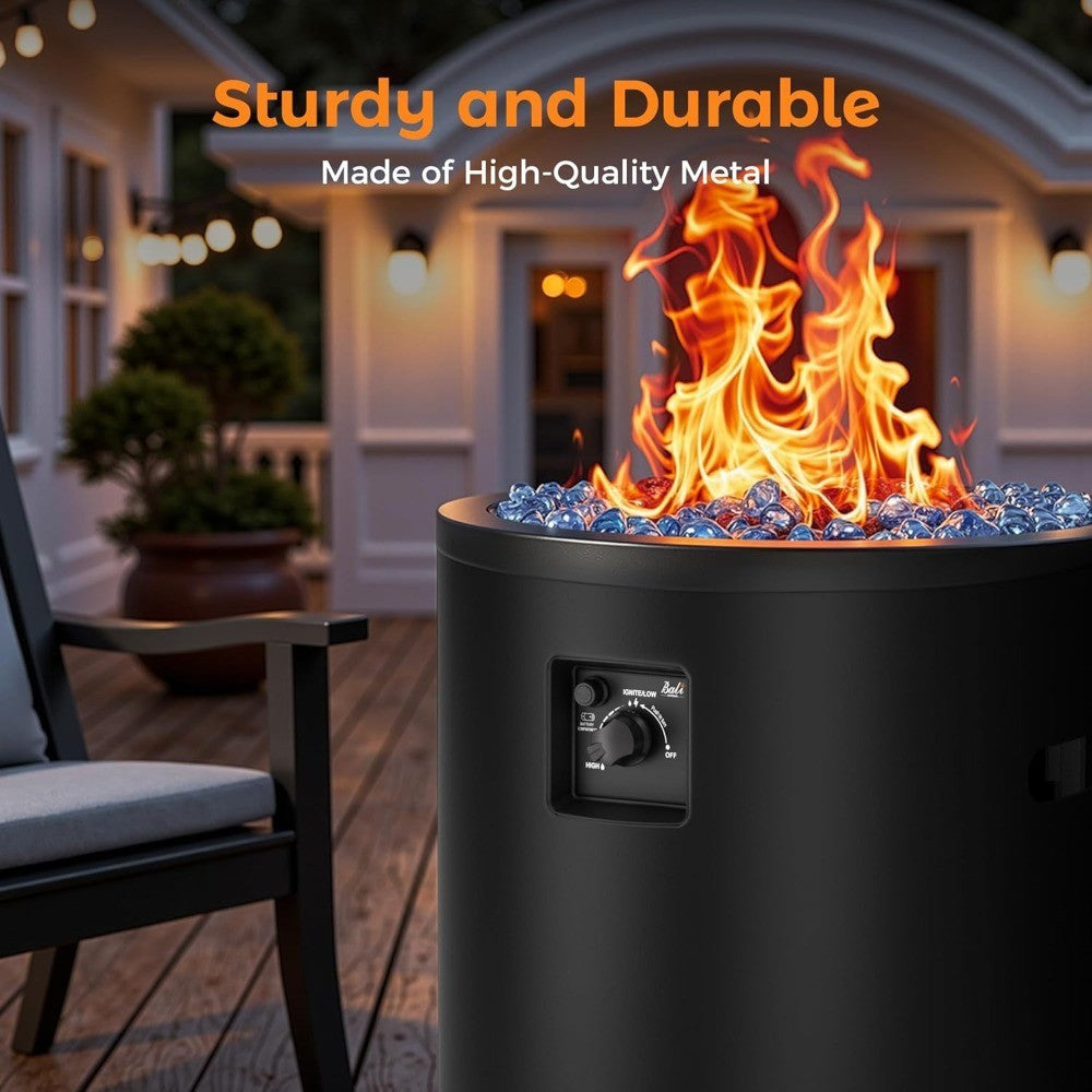 50,000 BTU Propane Fire Pit Outside, 23 inch Outdoor Fire Pit Round, Black Firepits for Outside Patio, Garden, Backyard