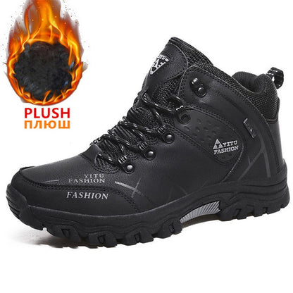 Botas de Neve Masculinas de Inverno Impermeáveis de Couro Tênis Super Quentes Botas Masculinas Botas de Caminhada ao Ar Livre Sapatos de Trabalho Tamanho 39-47