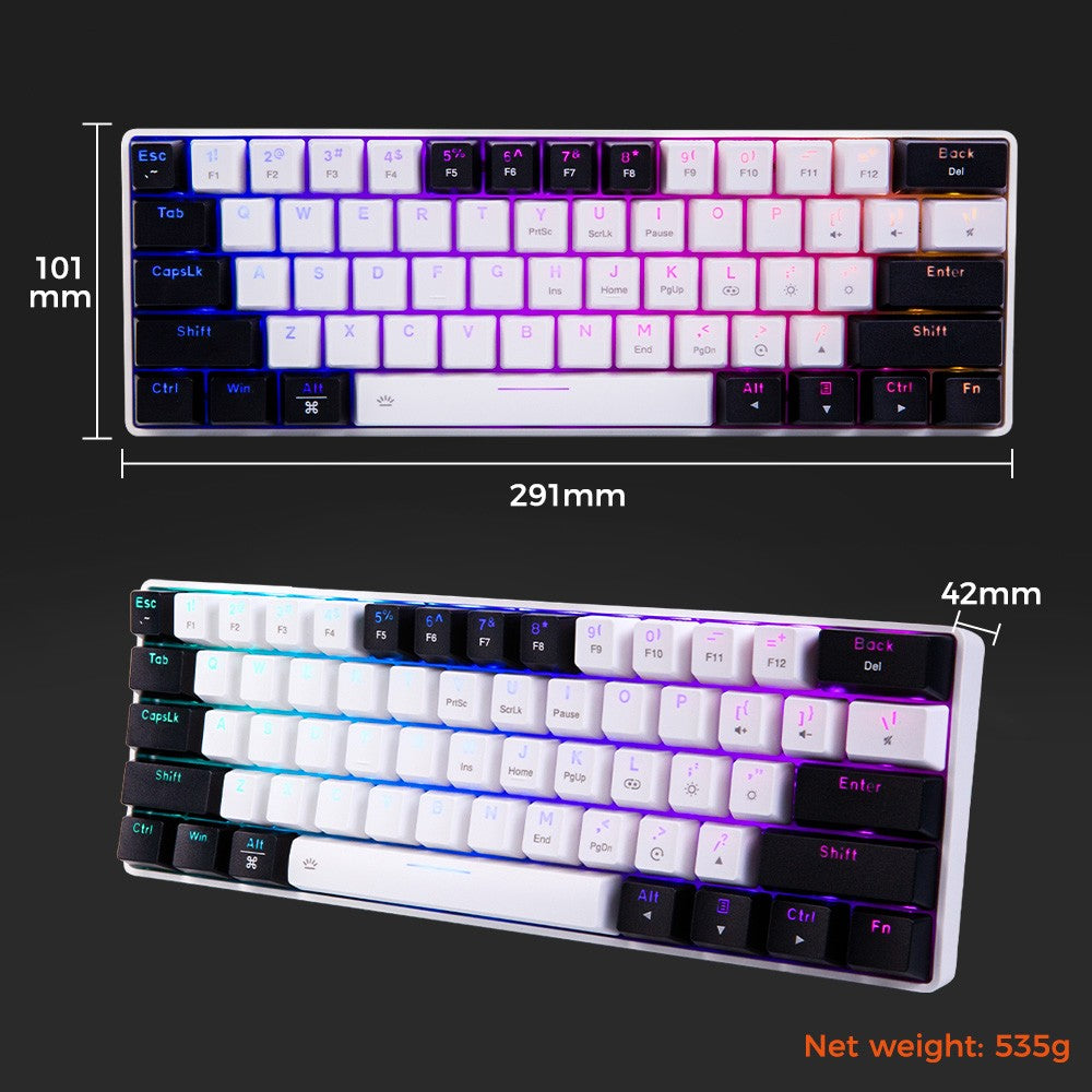 Teclado Mecânico com Fio DAREU EK861S RGB 61 Teclas Switches Vermelhos Keycaps ABS N-Key Rollover com Pés Magnéticos