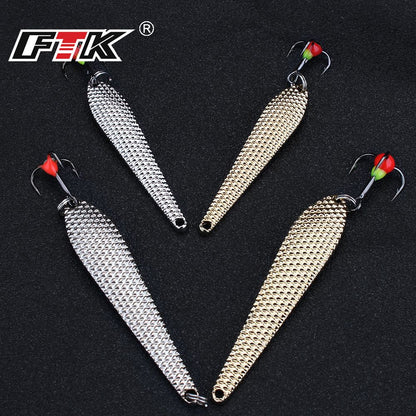 Isca de Pesca no Gelo FTK 7g/12g 55mm/70mm Isca Dura de Pesca Anzol Triplo Colher de Metal Balancim Wobbler Pesca