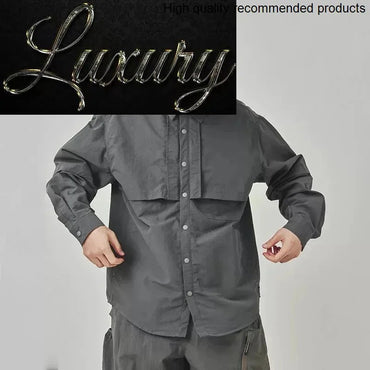 Dry Men Quick Outdoor Waterproof Lightweight Tack Techwear Cargo Shirts Man Streetwear Loose Casual Long Sleeve Oversize Shirt