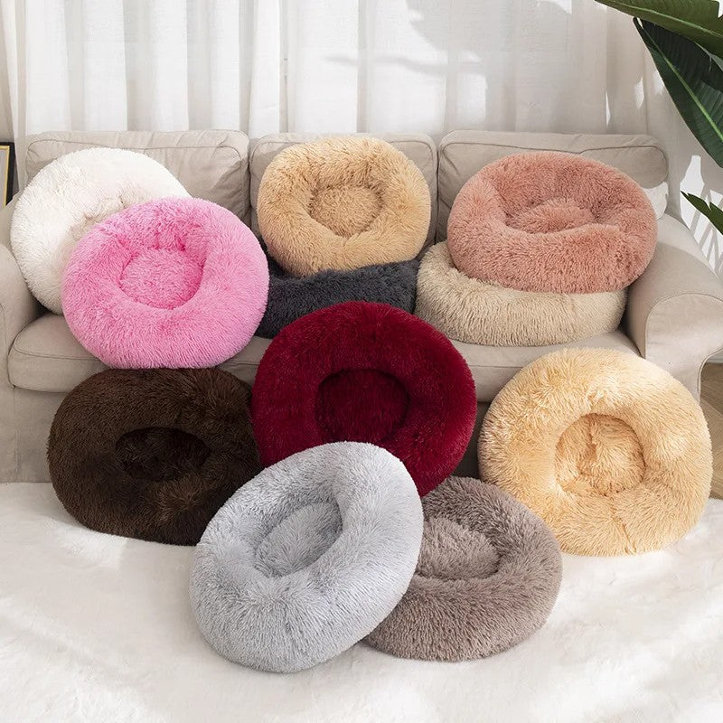 Casa de Cama Redonda para Gatos, Cama Macia de Pelúcia Longa para Cães, Cesta, Produtos para Animais de Estimação, Almofada para Gatos, Tapete para Gatos, Sofá para Dormir, Adequado para o Inverno
