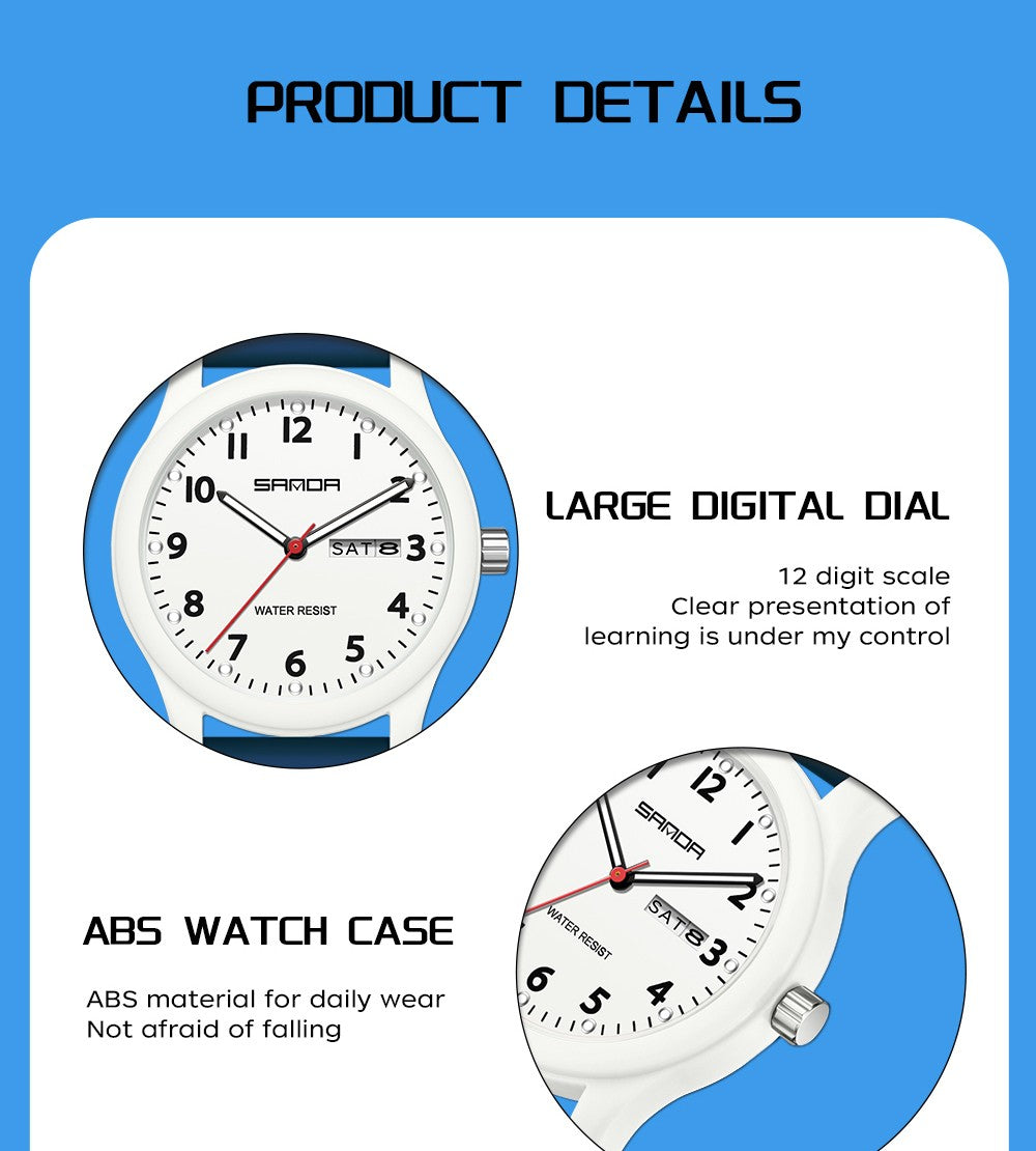 SANDA 3263 Fashion Casual Men Watch Silicone Strap Waterproof Luminous Clock Unisex Wristwatch Date Week Sport Man Watches