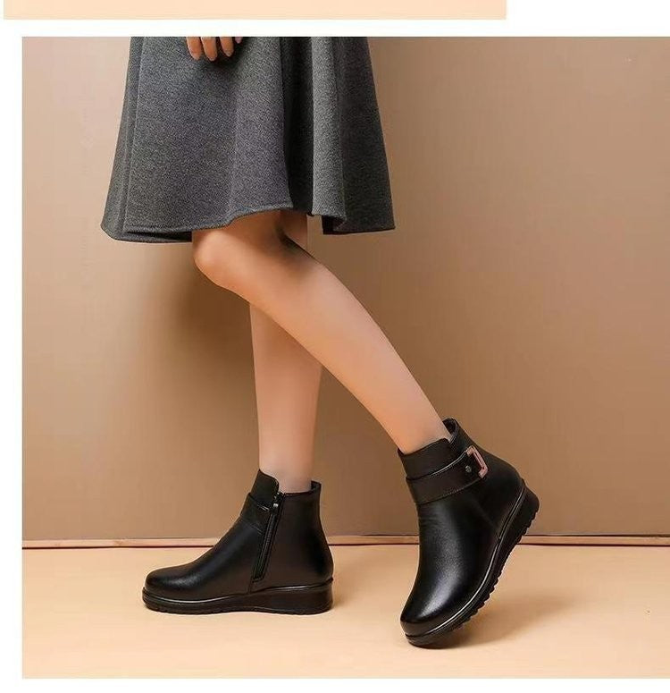 Women Ankle Boots Plush Short Tube Flat Soled Snow Boots 2024 Autumn/winter New Simple Retro Zipper Warm Casual Cotton Boots