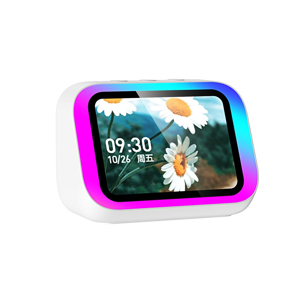 Smart Speaker Assistente de Voz Portátil Bluetooth Despertador com Tela Touch HD para Decoração de Quarto