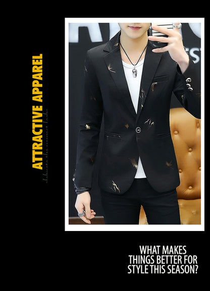 2025 Men's Autumn Casual No Slit Printing Leisure   blazer