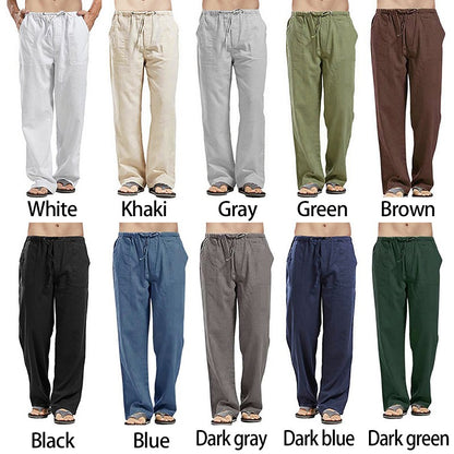 Fashion Mens Linen Wide Pants Korean Trousers Oversize Sports Streetwear Male Spring Yoga Pants Casual Men Clothing Sweatpants