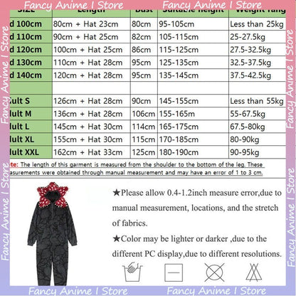 Adult Kids Flannel Human-eating Flower Ensemble Costume Funny Demogorgon Cosplay Costume Pajamas Fashion Cute Woman Man Homewear
