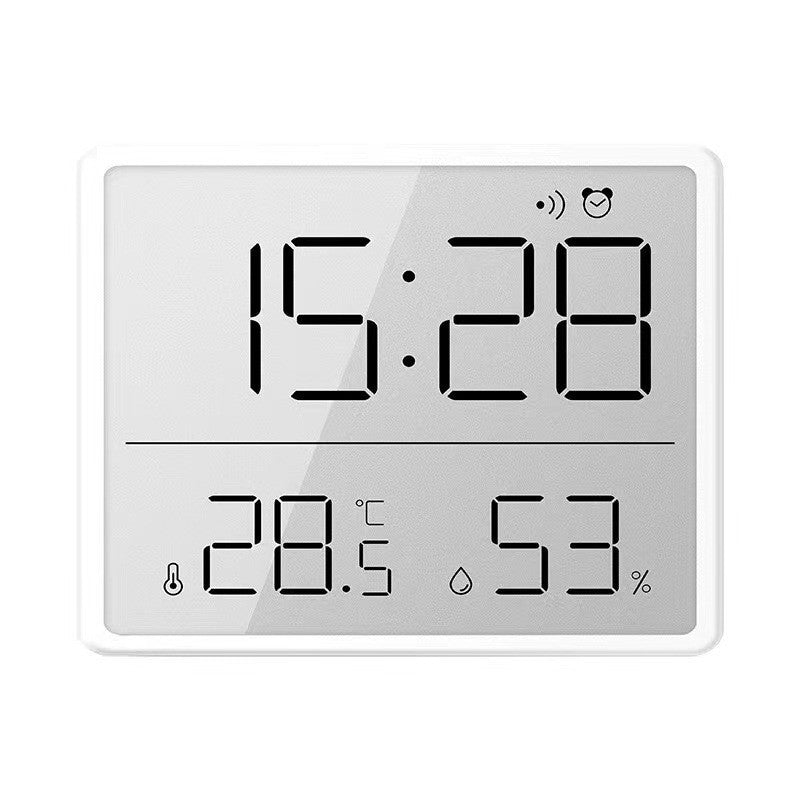 Slim Digital Wall Clock with LCD Alarm, Temperature & Humidity Display- Multi-Functional Kitchen Electronic Clock Adhesive Mount