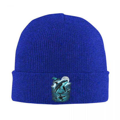 Orca Aquatic Sea Ocean Top Tees Killer Whale Warm Knitted Cap Hip Hop Bonnet Hat Autumn Winter Beanies Hats for Men Women Adult