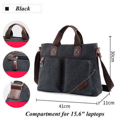 Men's Business Canvas Handbag Outdoor Crossbody Bag Men's Bag Shoulder Bag Student Casual Messenger Bag For Men Male Handbag