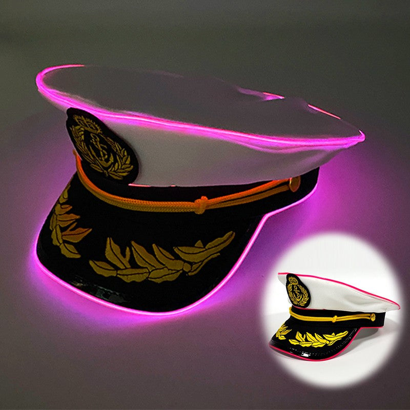 New Luminous Navy Hat Men Women Costume Cosplay Navy Cool Props Hats Glowing For Night