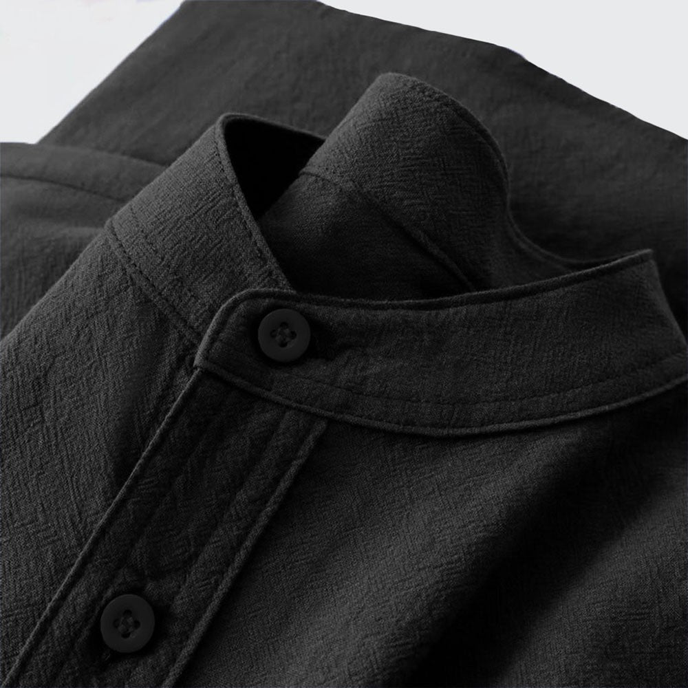 Men's Cotton Linen T-shirt Summer Hot Sale Henley Neck Casual Breathable Lightweight Solid Color Pocket Button Tops