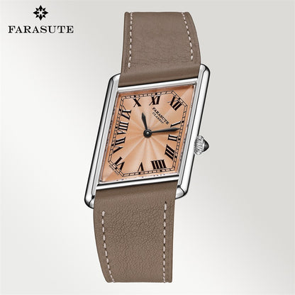 FARASUTE New Unique Square Stainless Steel Quartz Watch Men Casual Sapphire Glass Swiss Movement Waterproof Wristwatches Male