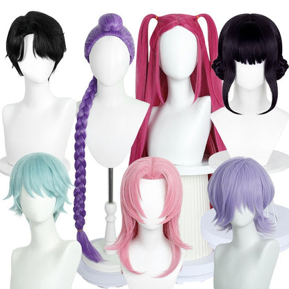 Rumi Mira Zoey Wig For Kids Kpop Demon Hunters Wig Synthetic Hair Cosplay Halloween Party Chindren Use