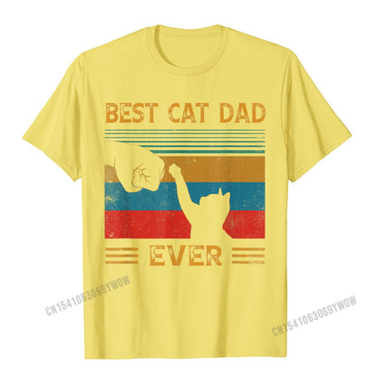 Mens Vintage Best Cat Dad Ever Bump Cat Lover T-Shirt Camisas Men Design New Coming Cotton Tops Shirt Letter For Boys