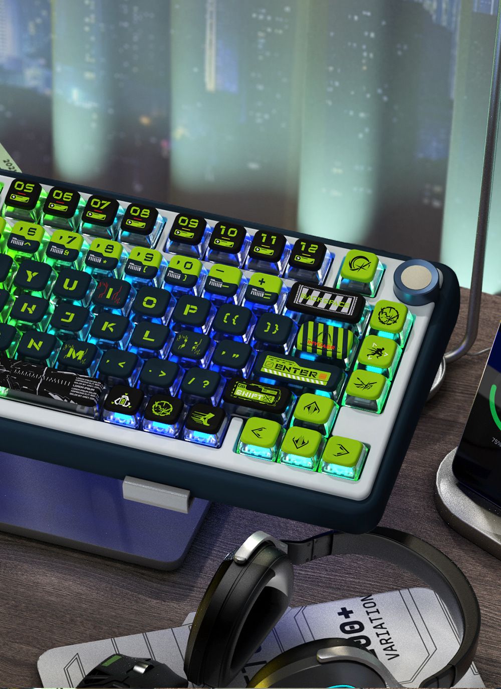 Doomsday Crossing Personalized Keycaps 125 Keys PBT+PC SAX Quad Translucent Pudding Keycaps for MX Switch Mechanical Keyboards