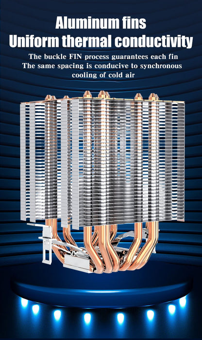 6 Heat Pipes ARGB CPU Air Cooler 4 Pin PWM Quiet CPU Cooling Fan for Intel LGA 1700 2011 1200 1156 X79 X99 AM3 AM4 PC Radiator