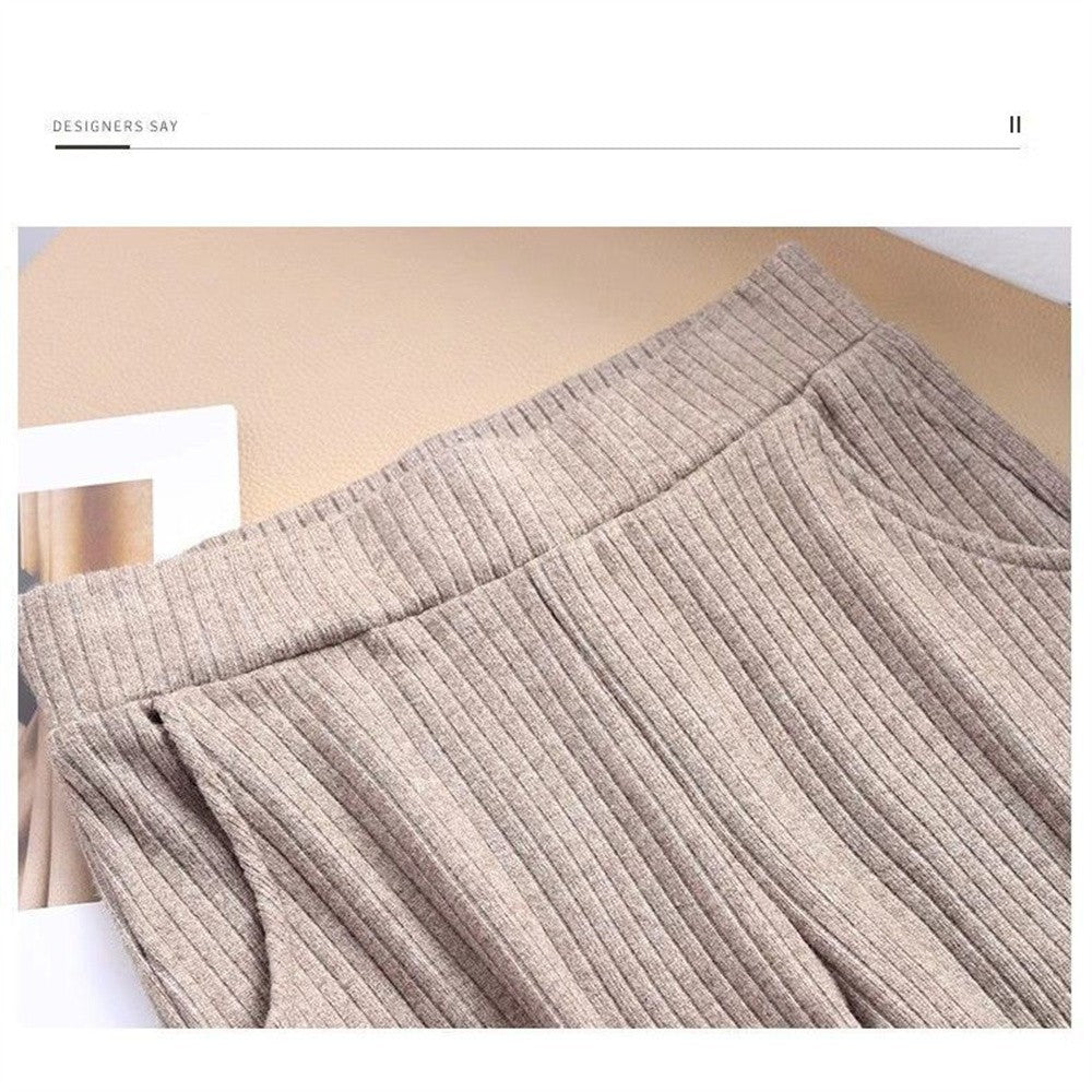 Women's Wool Blend Flare Pants Autumn Bootcut Pants Elastic Waist Petite Regular Long Tall Girl Dress Pants Thick Offical Casual