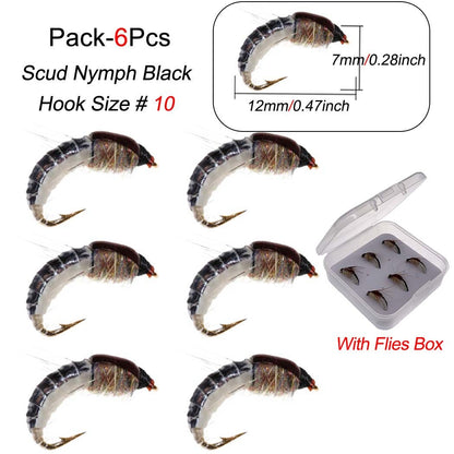 Iscas de Pesca-6/9 Peças/Caixa Ninfa Realista Isca de Camarão para Pesca de Truta Isca Artificial