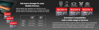 Cartão de Memória SONY SD 128GB 256GB de Alta Velocidade Micro TF SD 1024GB 512GB A2 U3 V30 Flash Cards Para Celular Xiaomi PC Câmera