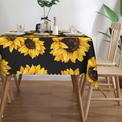 Yellow Black Sunflower Floral Rectangle Tablecloth Table Decor Reusable Farmhouse Kitchen Dining Table Runner Party Decorations