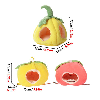 Ninho de hamster em formato de fruta, 1 peça, cama suspensa quente de inverno outono, saco de dormir para pequenos animais de estimação, planador de açúcar, pássaro, hamster-dourado