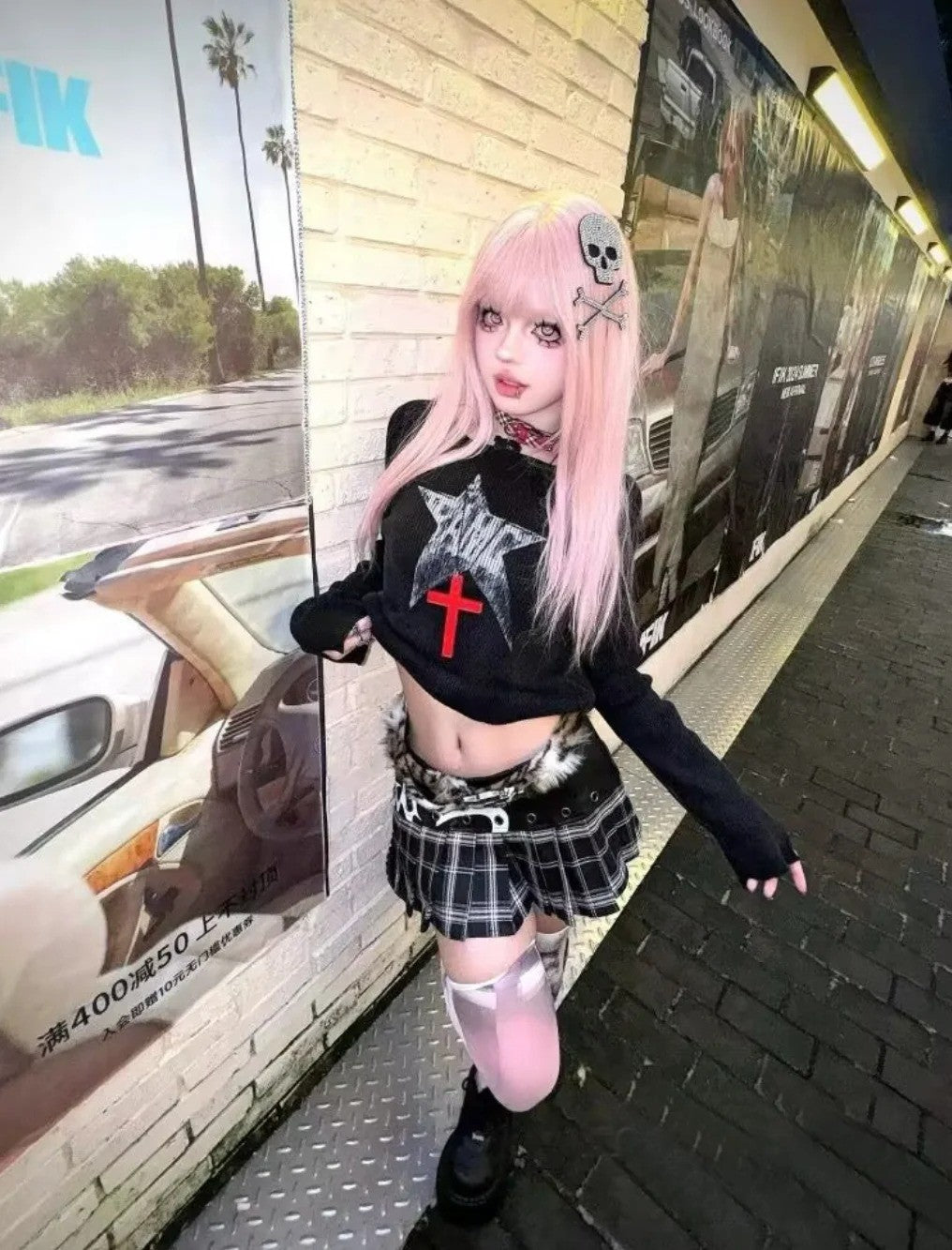 Personality Punk Trendy Cool Gothic Wood Cross Pendant NNecklace for Women Men Vintage Hip Hop Y2k Necklace Party Jewelry Gift