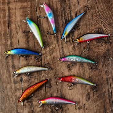 10pcs Floating Minnow Fishing Lure Topwater Hard Bait Artificial Bait Wobblers Lures