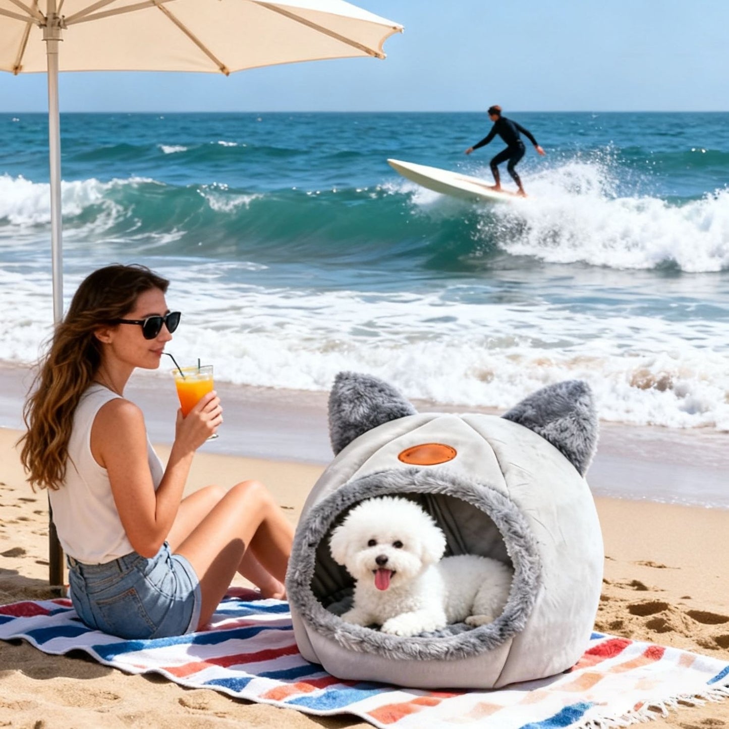 Cama Semiconcha para Pets Mais Vendida - Casinha Quente e Aconchegante para Gatos e Cães Pequenos Durante Todas as Estações