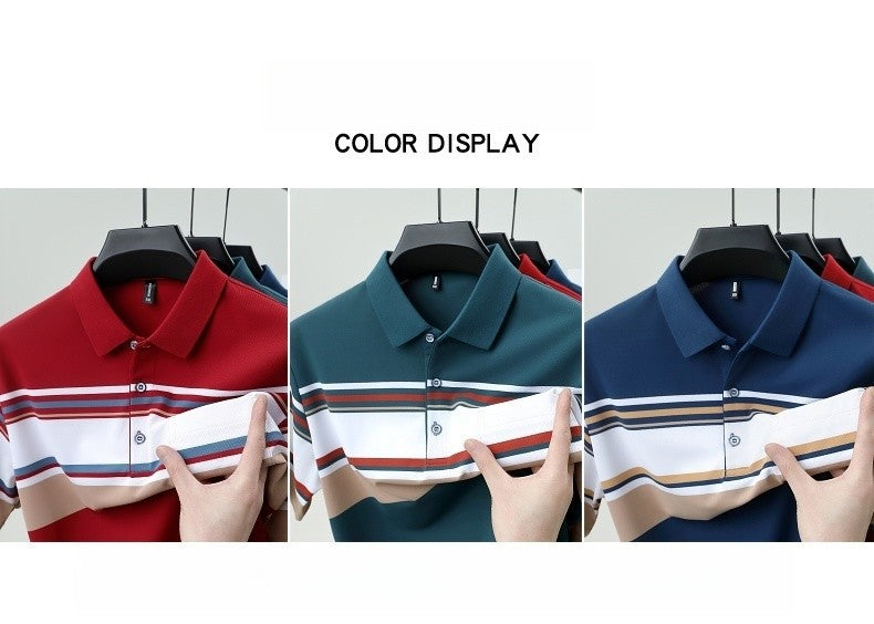 High quality brand men's short sleeved polo shirt summer fashion  striped design youth personalized top casual business T-shirt
