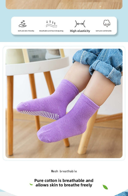 6 Pairs Baby Socks Spring Autumn Cartoon Weather Full Bottom Anti Slip Mid Tube Kids Boys Girls Socks