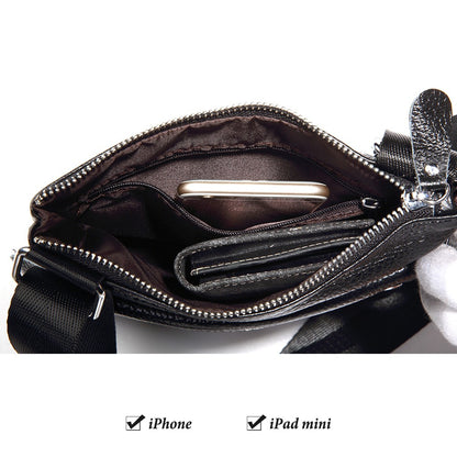 HUMERPAUL Genuine Leather Men's Crossbody Bags Large Capacity Shoulder Sling Bag Multifunction Short Travel Messenger Pack