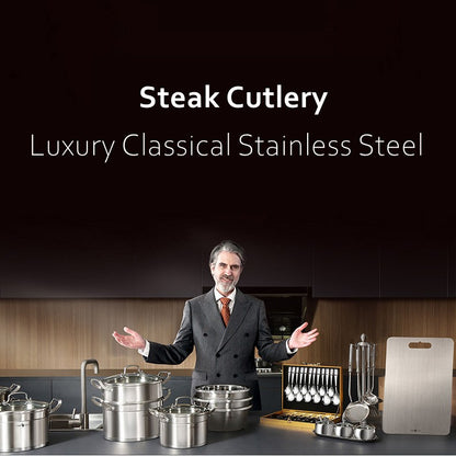 Talheres de luxo em aço inoxidável 316 com certificação LFGB, retrô clássico, garfo, faca, colher, conjunto de utensílios de mesa para banquete