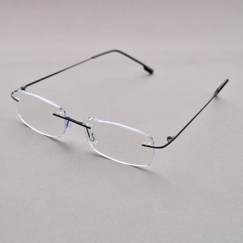 Anti Blue Light Titanium Alloy Rimless Silver Frame Men Women Rectangular 10g Reading Glasses Rimless Prescription Eyeglasses