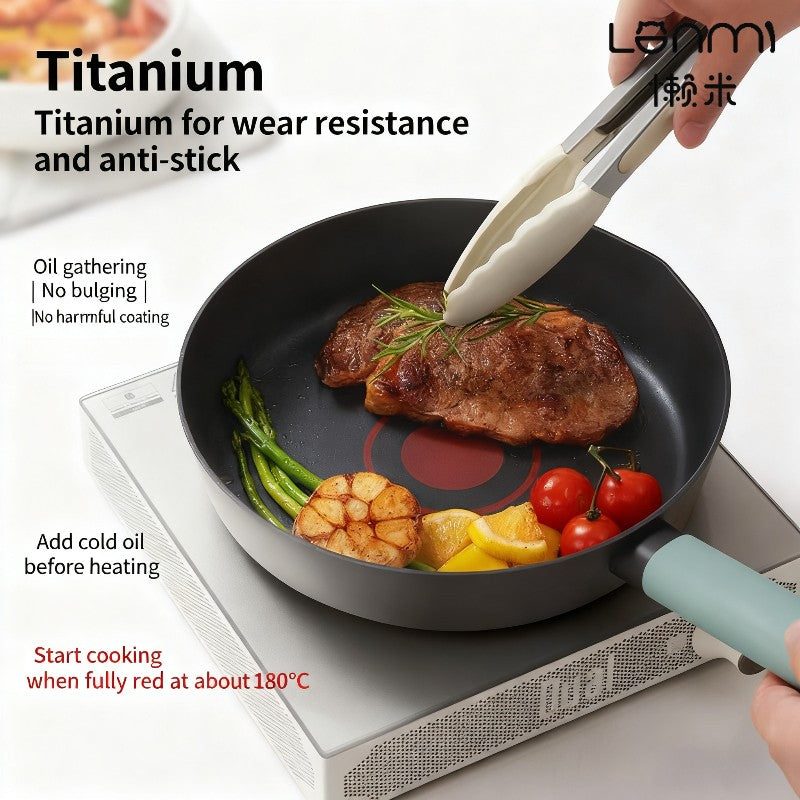 Fritadeira Funda Antiaderente 24cm LAN MI Panela para Fritar Wok Panela para Café da Manhã Panela para Panqueca Panela de Corpo Mais Fundo Panelas Multifuncionais