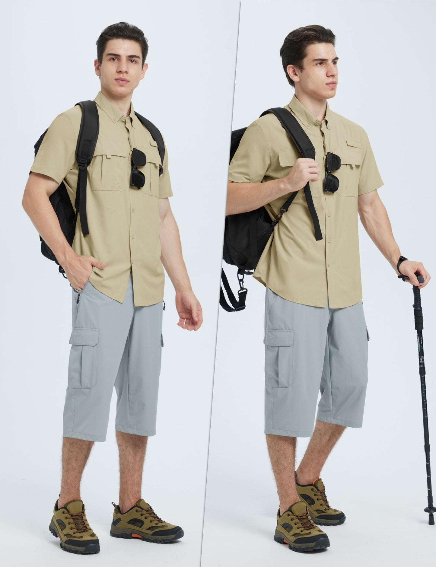 TACVASEN UPF 50+ Sun Protection Shirts Men's Quick Dry Outdoor Fishing Hiking Shirt Mesh Breathable UV Work Cargo Shirts Men
