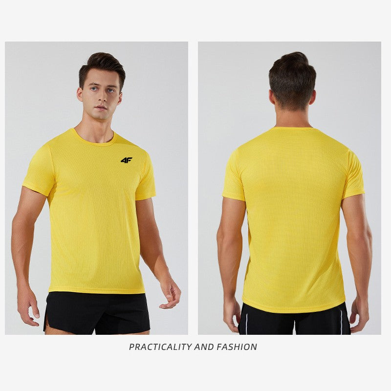 Men's Summer Exercise Trainning T-shirt High Quality Breathable Quick Dry Short Sleeved Top Marathon Gym Fitness Basketball Tees