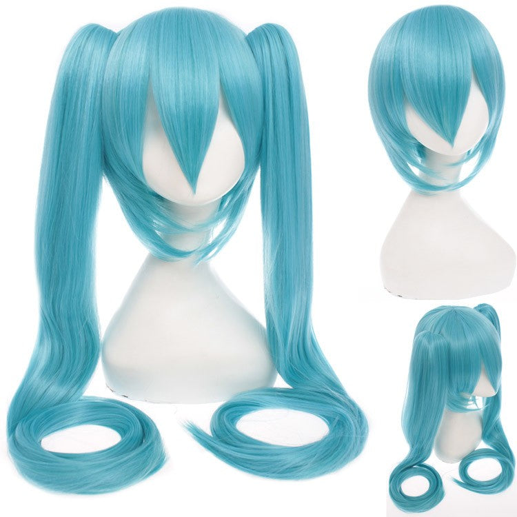 120CM Long Synthetic Hair Clips 2 Ponytails Lolita Green Pink Heat Resistant Party Wigs Synthetic Hair Hatsune Miku Wig Cosplay