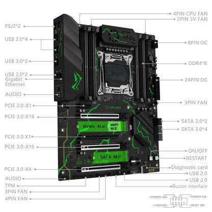 MACHINIST X99 Motherboard LGA2011-3 kit Set Intel Xeon E5 2680 V4 CPU DDR4 2*8GB RAM NVME M.2 Four channels MR9s supports TPM2.0