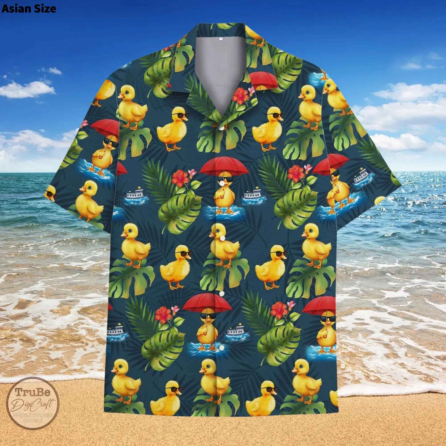 Funny Neon Rubber Duck Hawaiian Shirt For Men Galaxy Yellow Duck Mens Hawaiian Casual Button Down Shirts Short Sleeve Shirt Tops