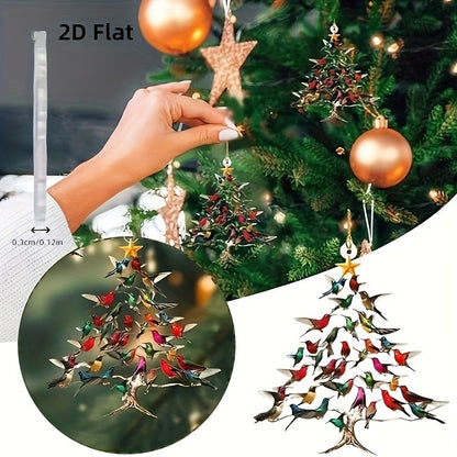 3pcs Hummingbird Christmas Tree Ornament Creative Hummingbird Hanging Tree Ornaments for Indoor/Outdoor Christmas Festival Decor
