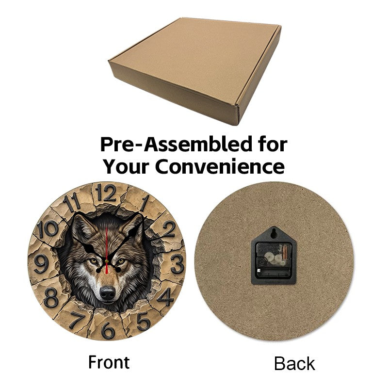 Wilderness And Animals Wooden Round Silent Hanging Wall Clock,Suitable For Living Room,Office,Study Room,Bedroom,Home Decoration