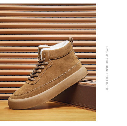 The 2025 new winter high-top plush thick men's snow boots are fashionable, casual and warm men's cotton shoes and boots