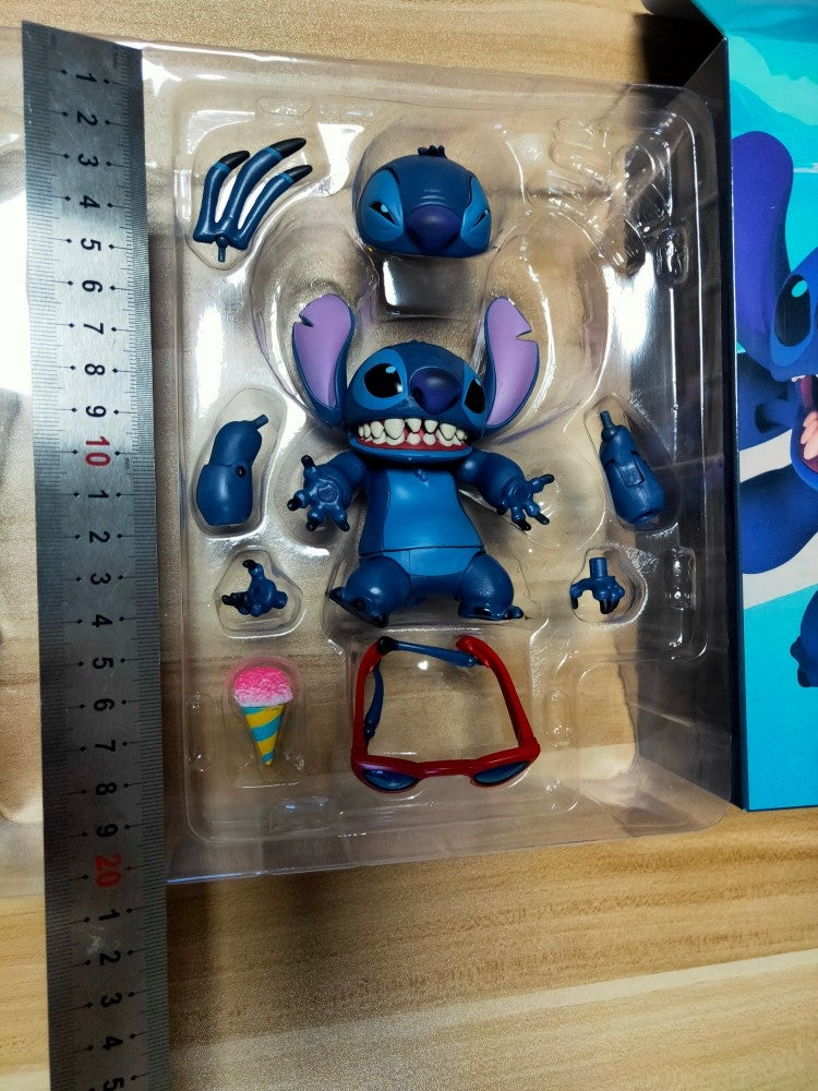 2025 Nova Figura de Ação Kaiyodo Stitch Revoltech Stitch Figura Articulada Modelo Móvel Brinquedos Versão KO Coleção Presentes Infantis
