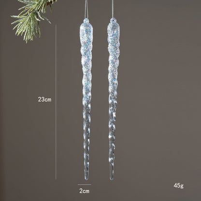 High Quality Crystal Clear Christmas Tree Ornaments Acrylic Glitter Icicle Decorations Transparent Hanging Party Holiday Decor