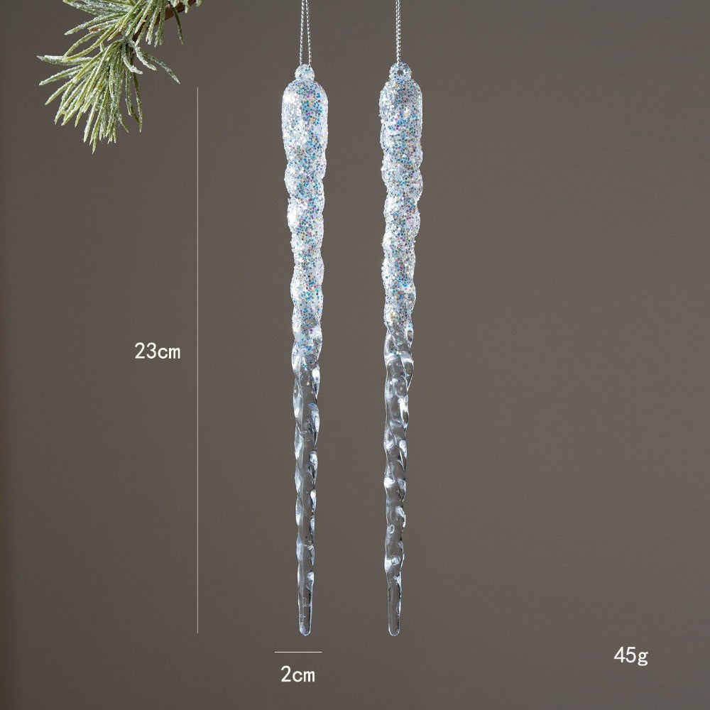 High Quality Crystal Clear Christmas Tree Ornaments Acrylic Glitter Icicle Decorations Transparent Hanging Party Holiday Decor