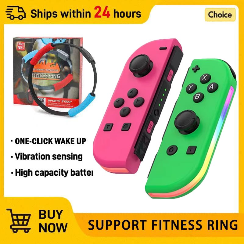 Wireless Switch L/R Controllers Hall Joystick RGB Colorful Light BT 5.3 Wake Up Six-Axis Vibrating Joypad For Switch/Lite/Oled