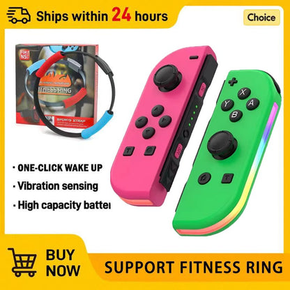 Wireless Switch L/R Controllers Hall Joystick RGB Colorful Light BT 5.3 Wake Up Six-Axis Vibrating Joypad For Switch/Lite/Oled